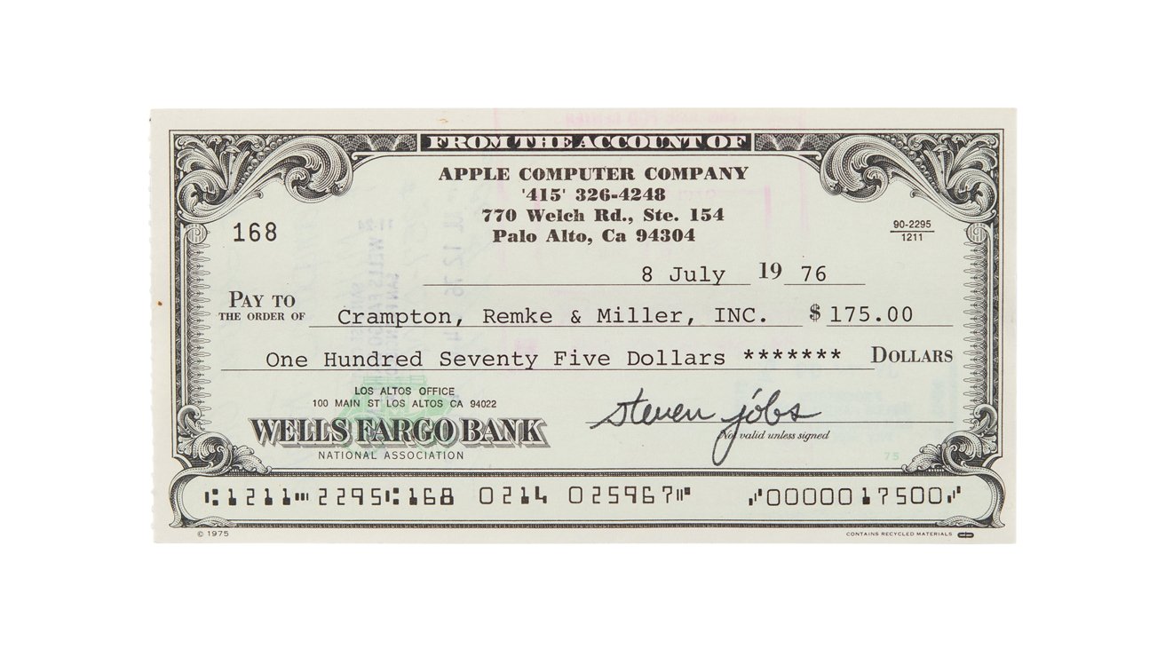 Steve Jobs-signed check [RR Auctions]