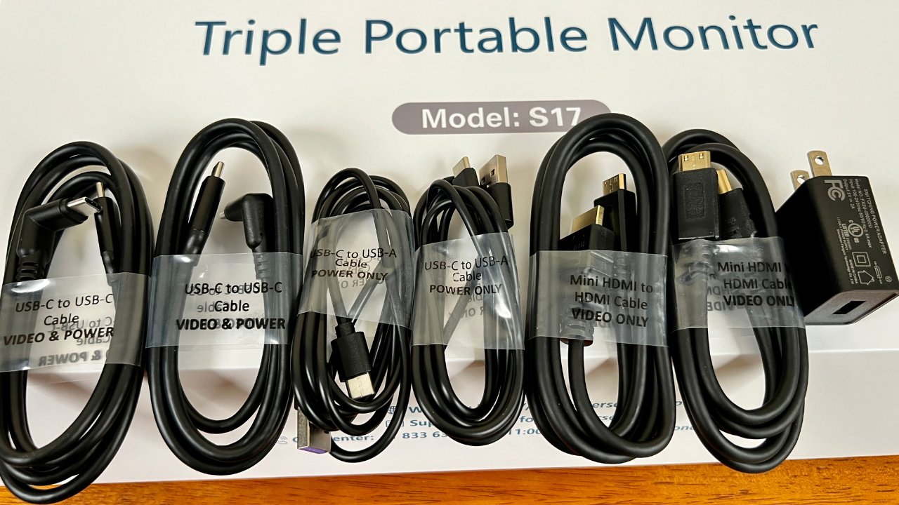 The Fopo S17 comes with different cables to connect it to various laptops