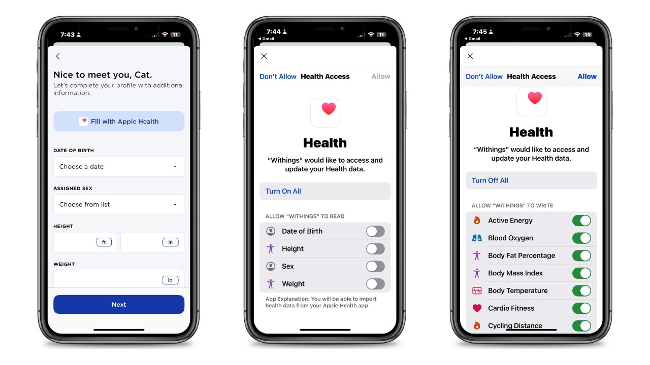 The Withings app is compatible with Apple Health