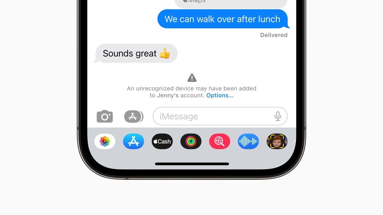 An example of an alert from iMessage Contact Key Verification