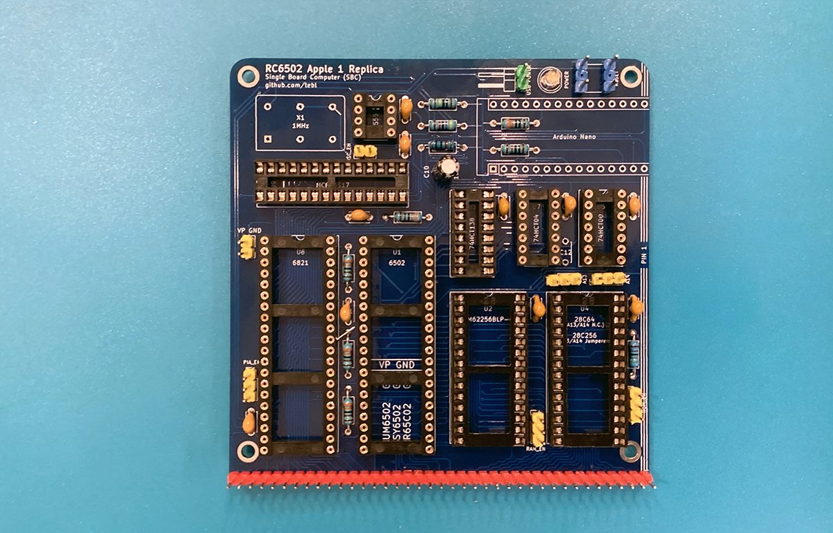 Initial RC6502 small parts assembly: everything except the ICs, crystal, and Arduino.