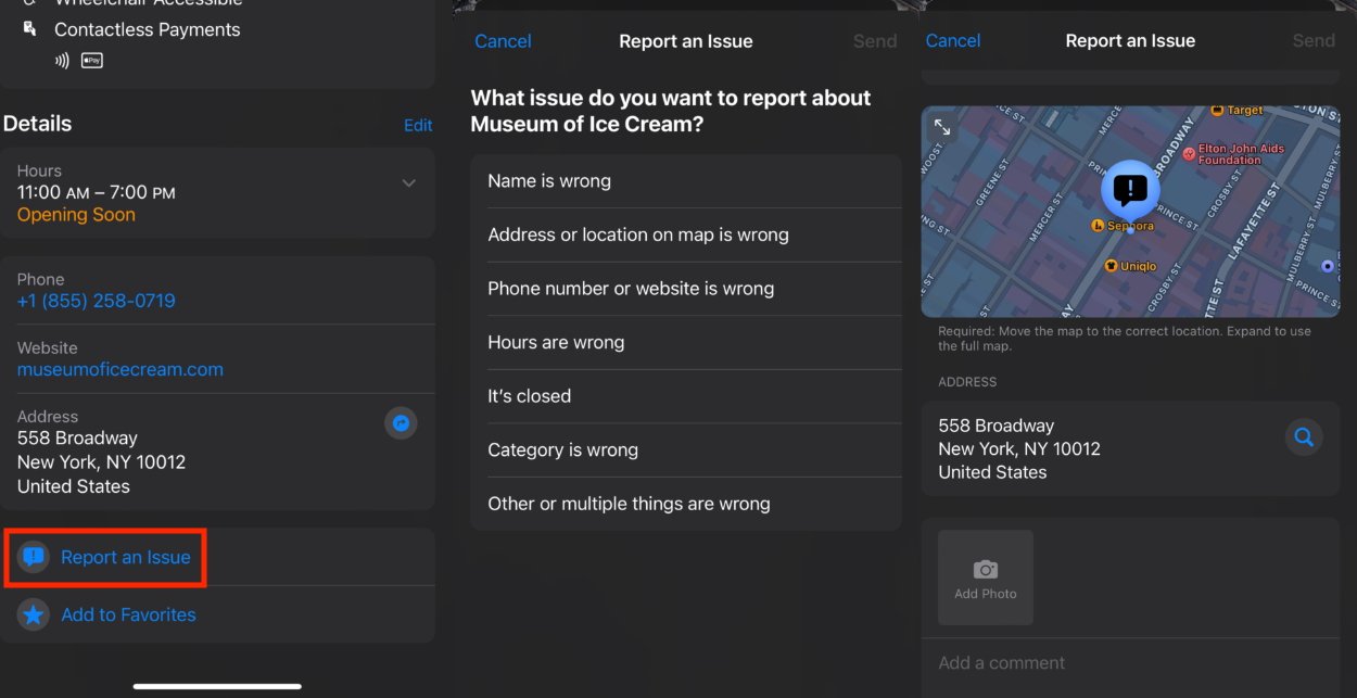 Reporting an issue with a place can help improve Apple Maps for both yourself and everyone else.