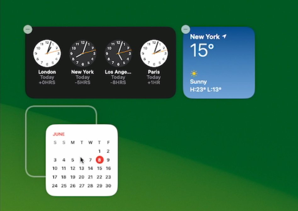 As you drag widgets, Apple provides highlighted guidelines