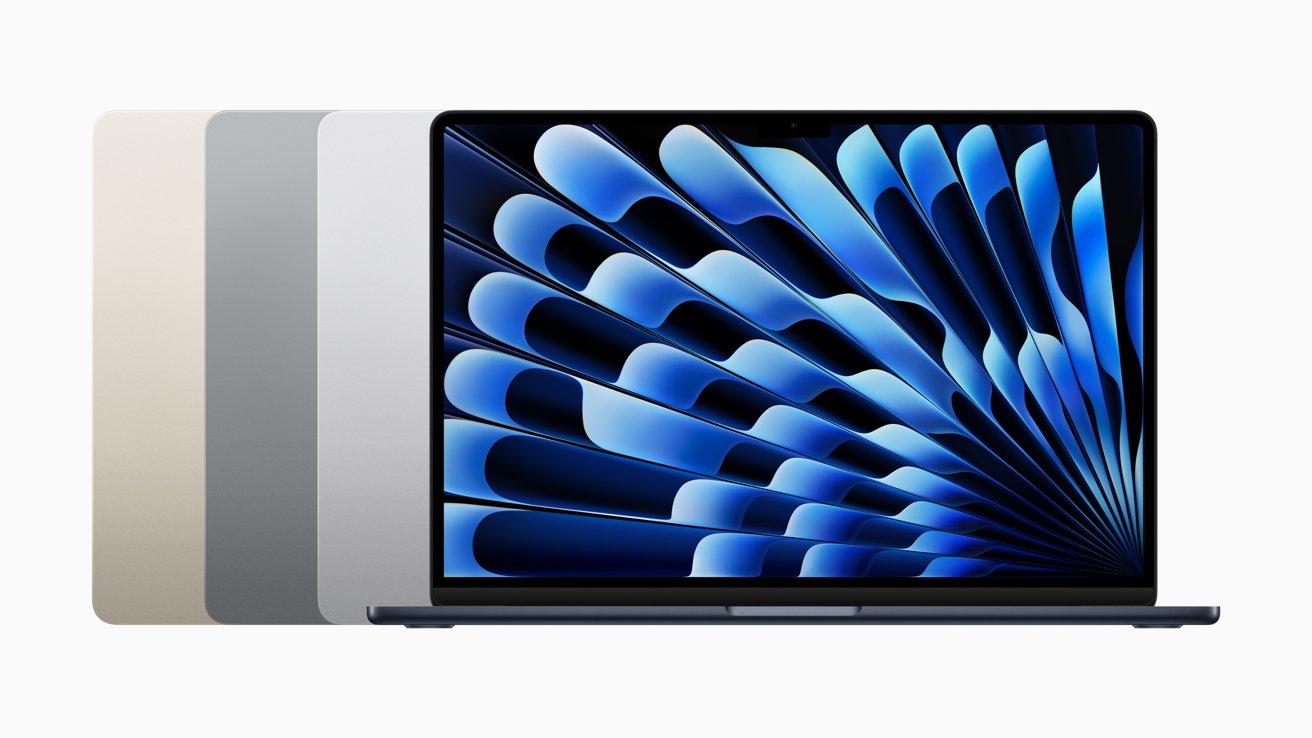 The 15-inch MacBook Air is available in a choice of midnight, starlight, silver, and space gray finishes. 