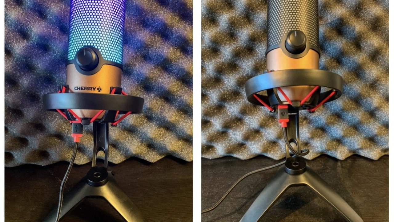 The Cherry UM 9.0 Pro RGB with and without lighting effects