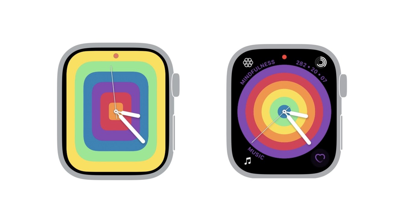 Pride Analog circle and rectangle watch faces