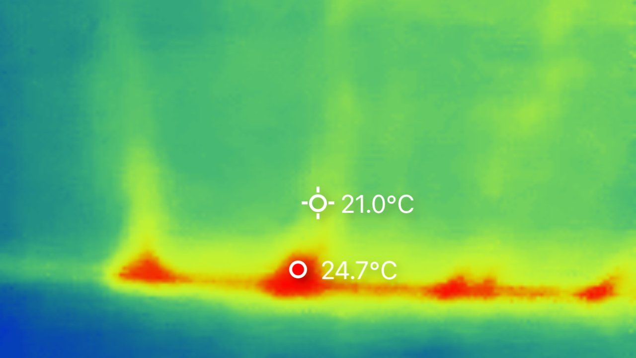 A range of temperature differences on the roof.