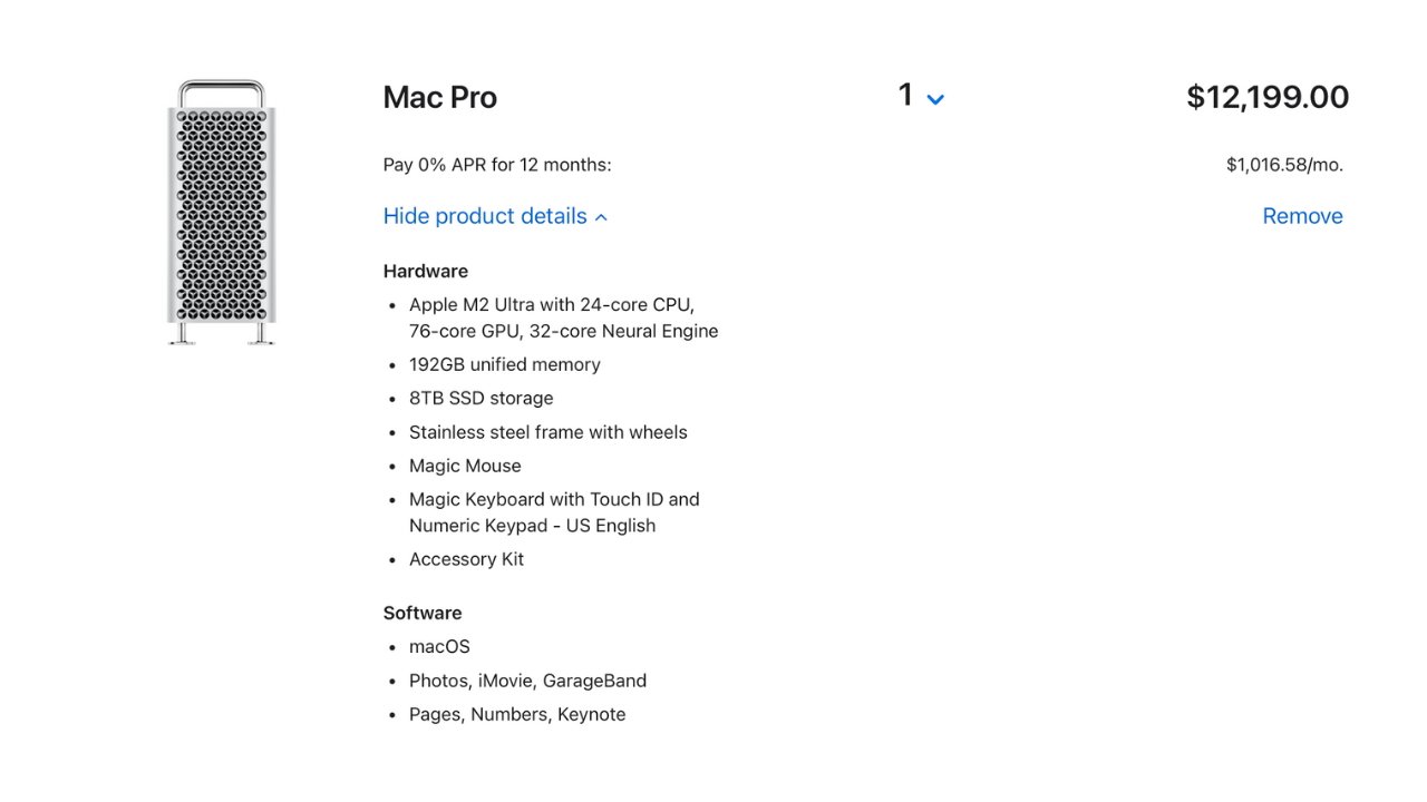 Specs for the fully-loaded Mac Pro.