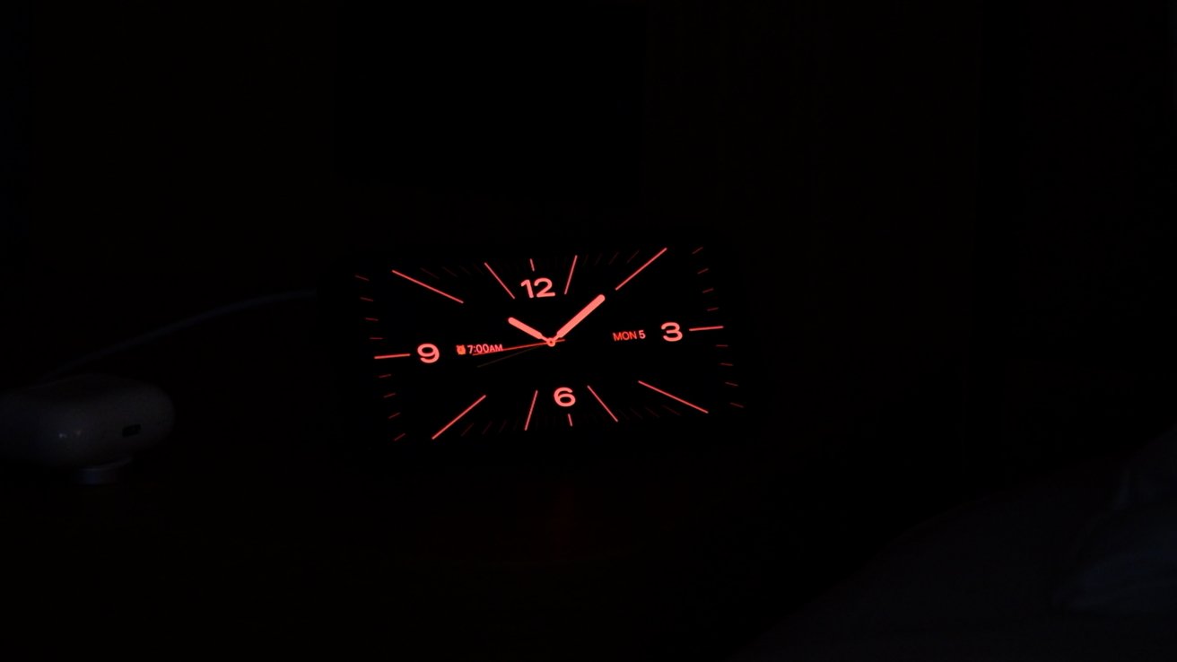 Full screen clock at night in StandBy