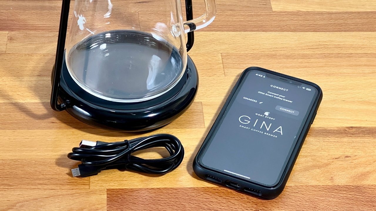 It was easy to connect the Gina Smart to the app via Bluetooth; shown with charging cable