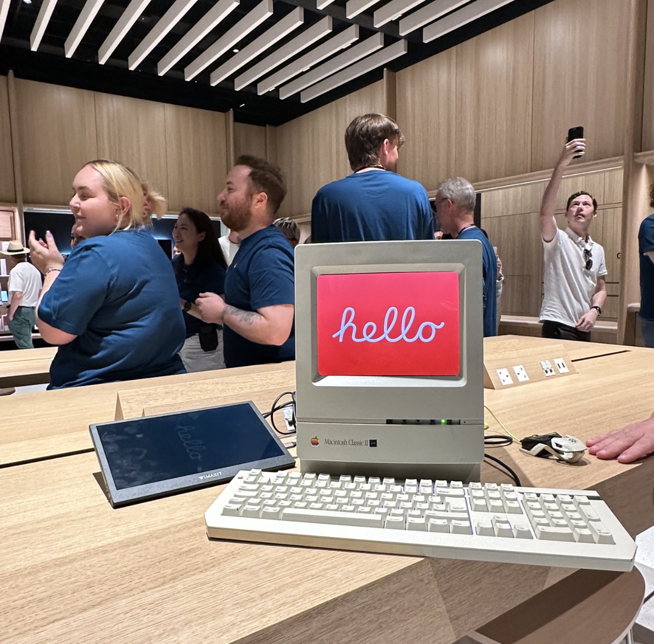 It seems these days it wouldn't be an Apple Store opening without an antique Mac (Source: Craig Jobbins)