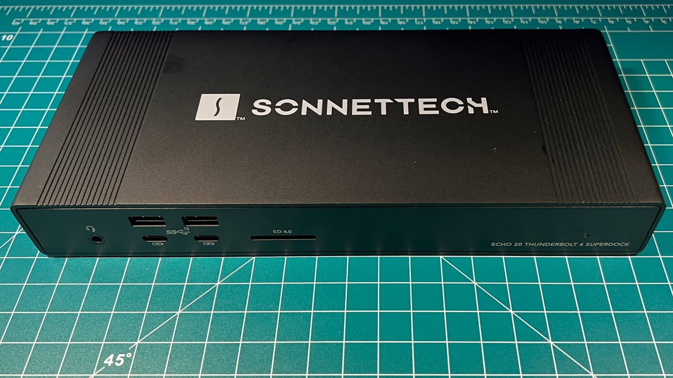 The front ports of the Sonnet Echo 20 Thunderbolt 4 SuperDock