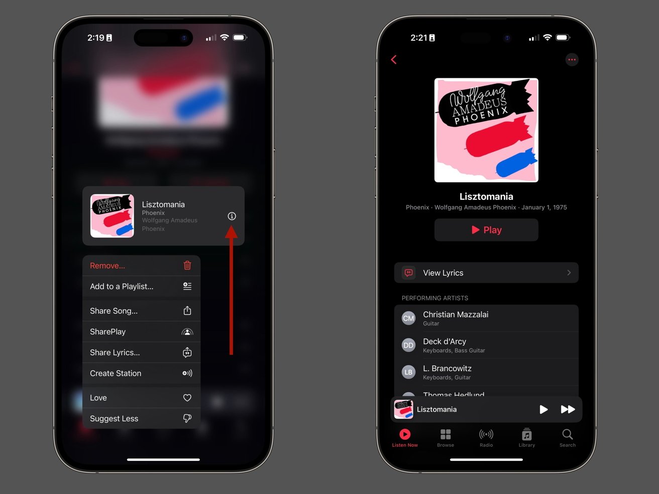 Visualize álbuns, playlists e muito mais no Música no iPhone