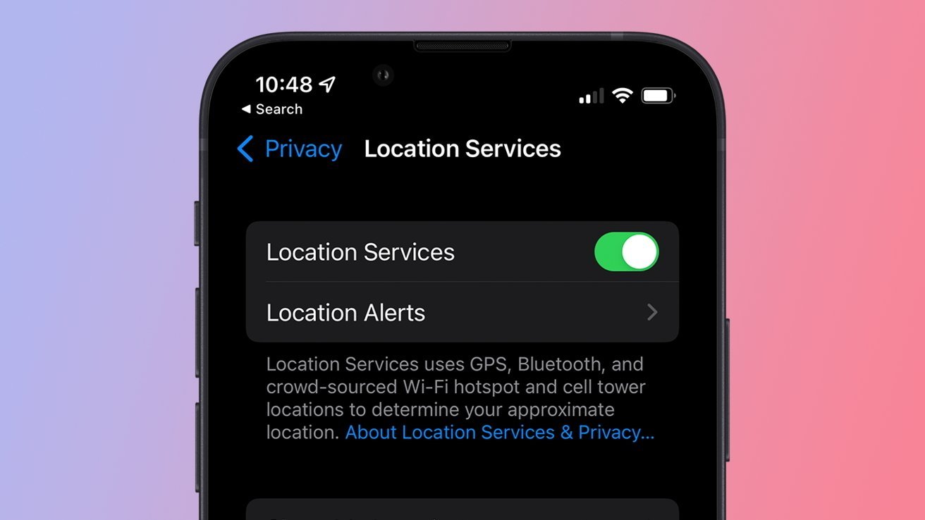 Location Services settings in iOS