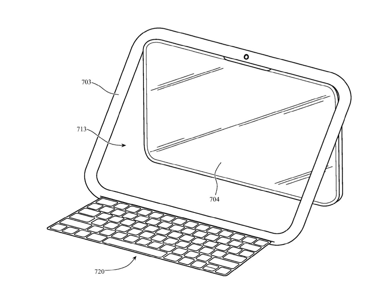 The screen itself could act as a kickstand, with the external keyboard pressed up against the case frame
