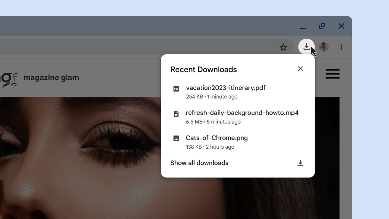 New downloads location in desktop Chrome