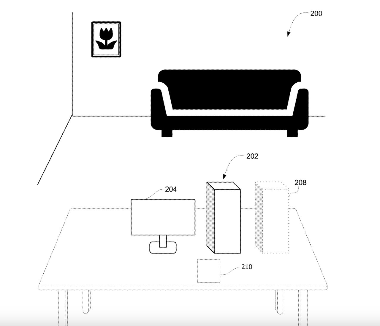 Maybe that couch is there, maybe it isn't, but Vision Pro will be able to show new Apple devices in the wearer's home