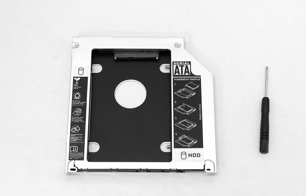 A typical optical to 2.5-inch drive adapter.