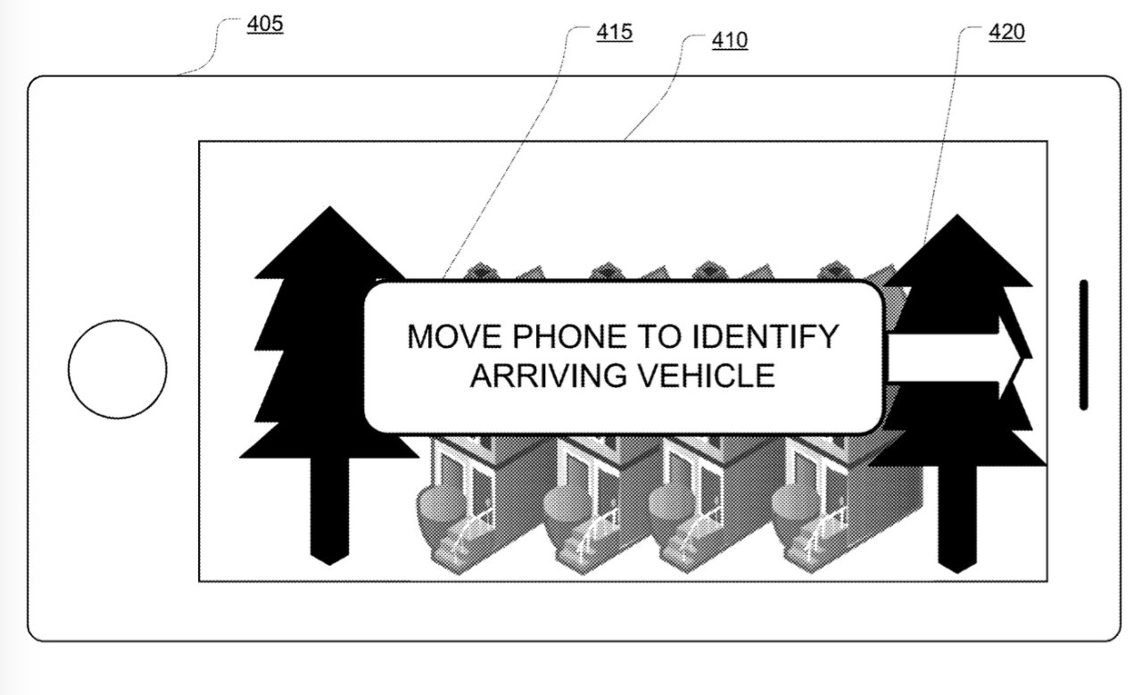 Detail from the patent showing the AR system in use on an iPhone