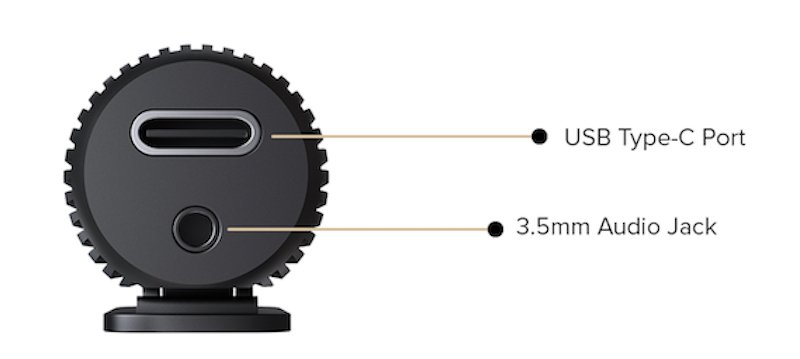 The underside of the condenser mics/transmitters. USB-C is for charging only.