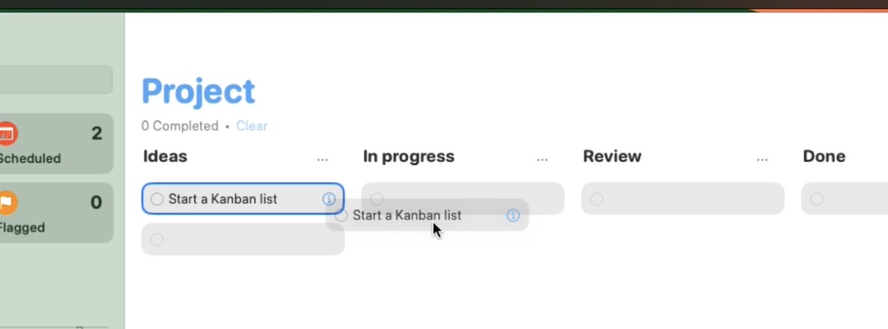 Kanban lets you drag tasks around between columns to give you a visual sense of your project