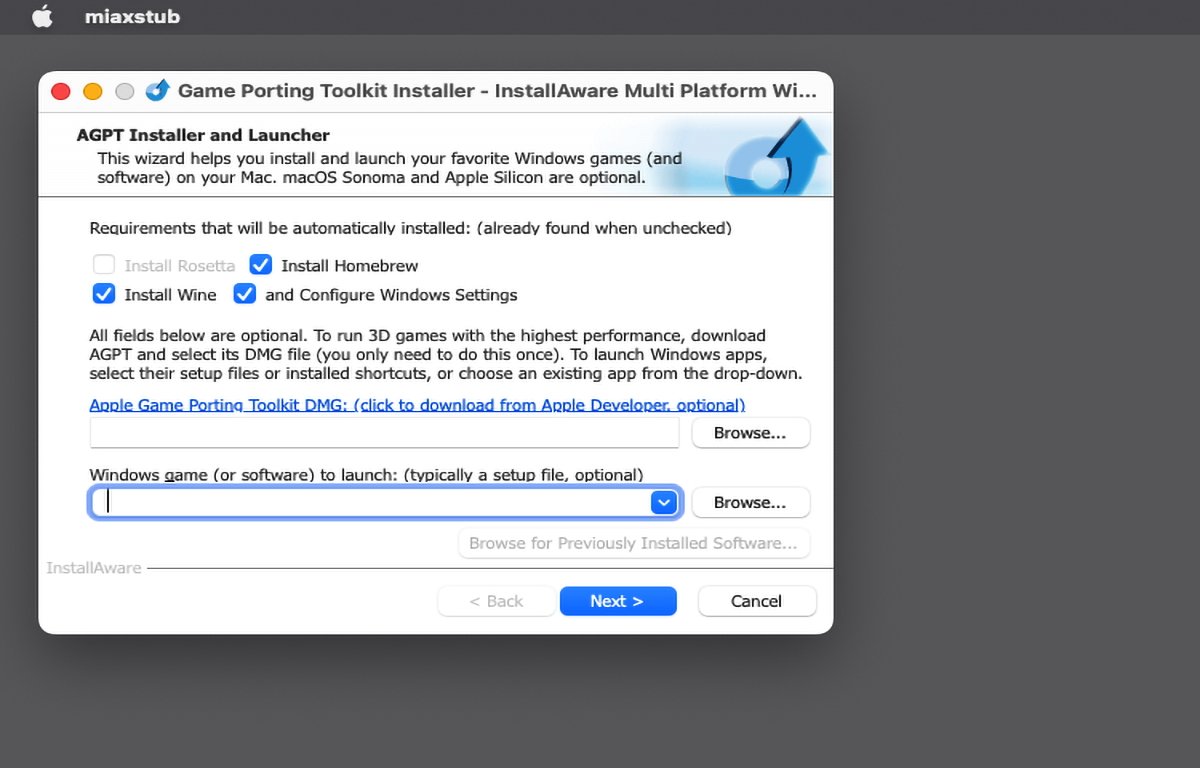 Click the text link to download Apple's game Porting Toolkit.