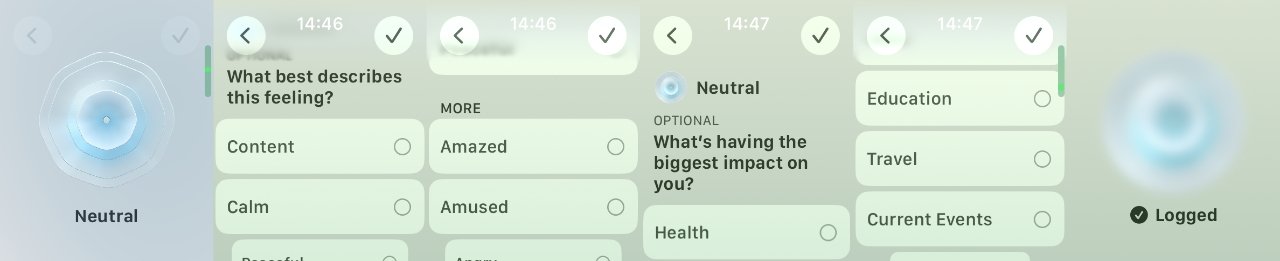 Apple Watch doesn't just remind you to log how you're feeling, it takes you right through the process