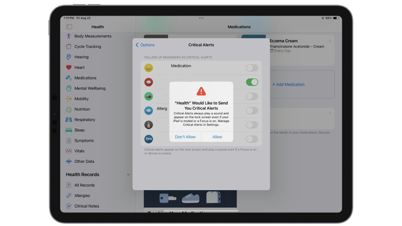 Critical Alerts in iPadOS 17