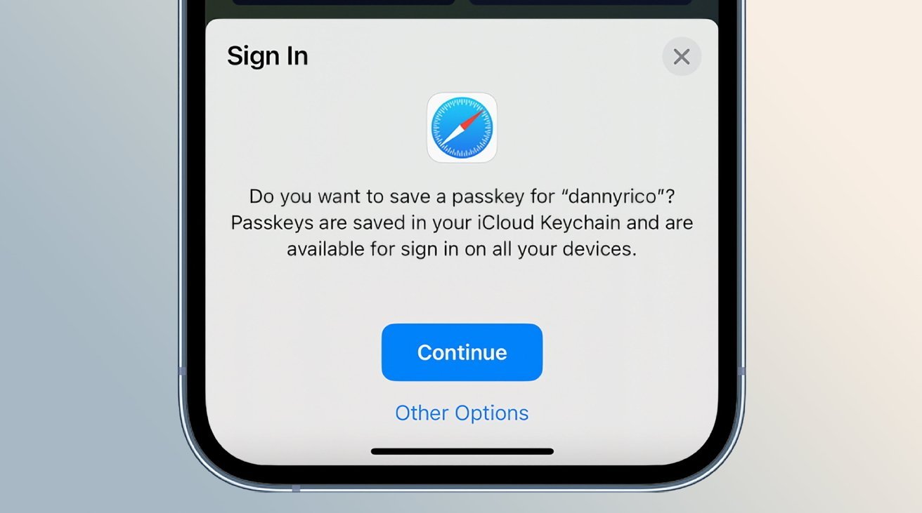 Apple passkey registration