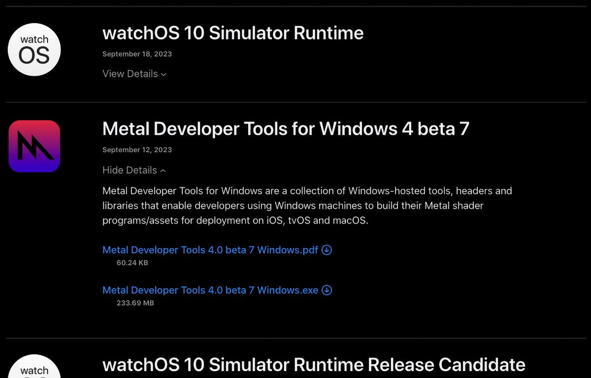 Download Metal Developer Tools for Windows 4.