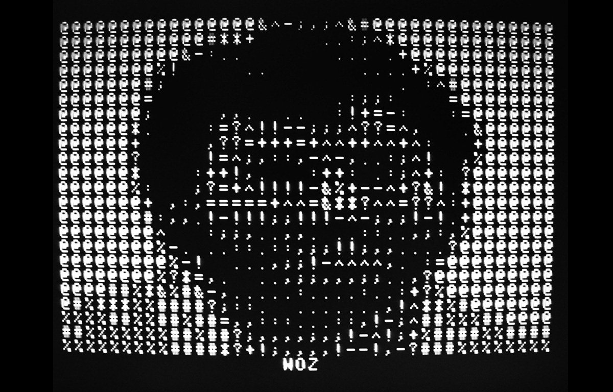 A digitized image of Steve Wozniak displayed as text.