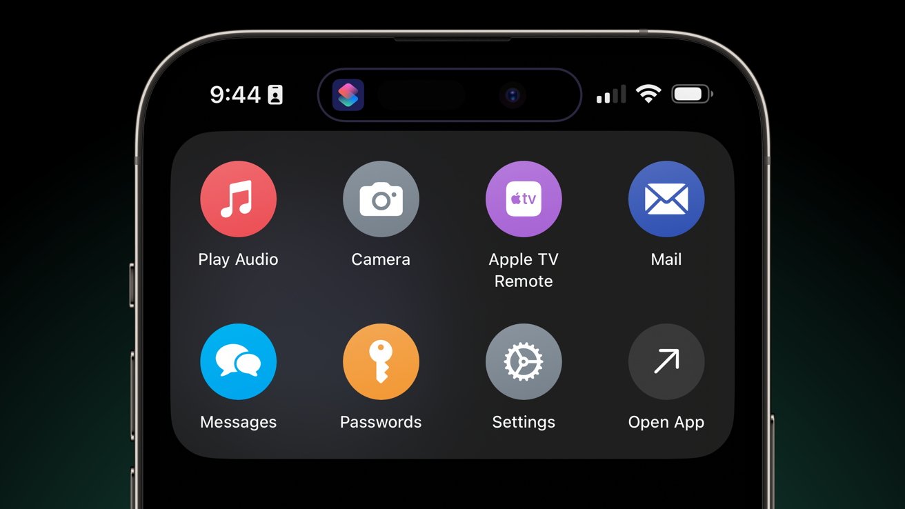 A Shortcuts folder adds several custom functions to the Action button