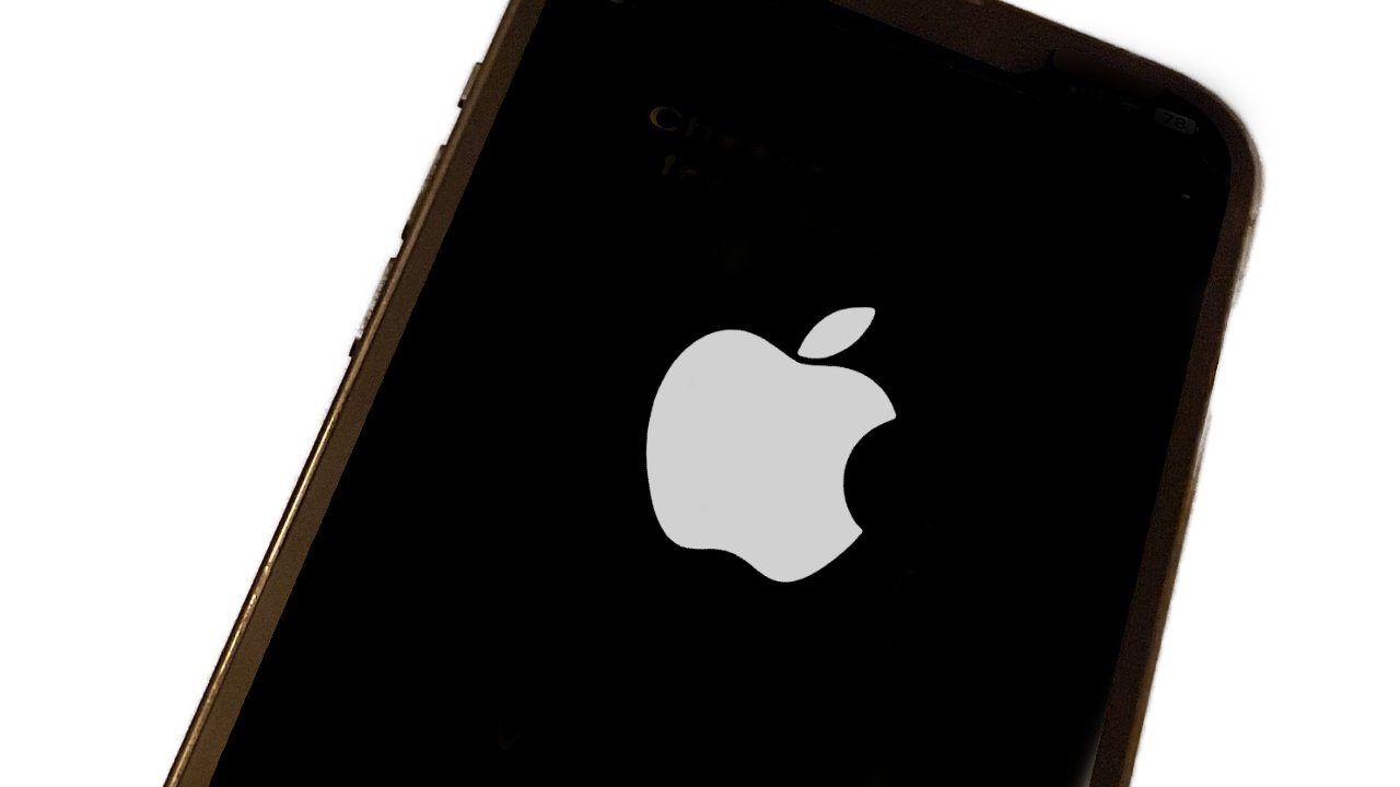 Mockup of an iPhone stuck on the Apple logo