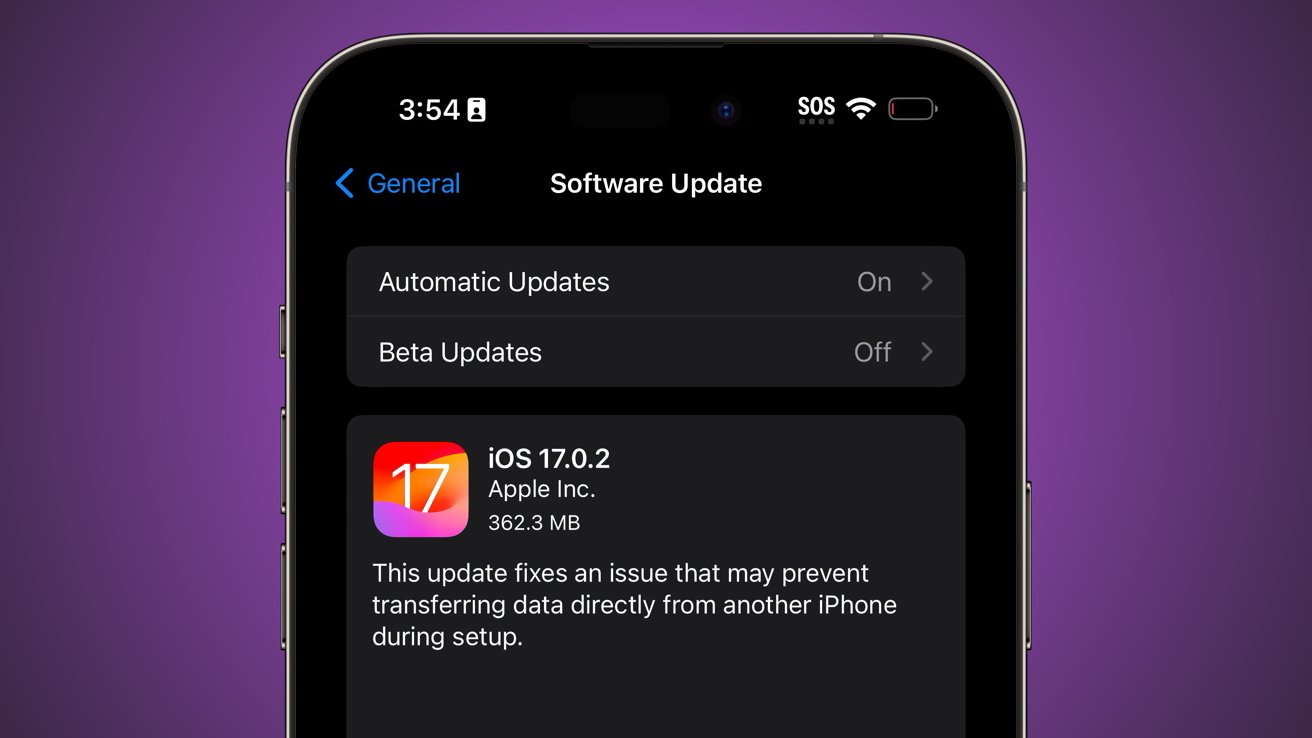 iOS 17.0.2 update