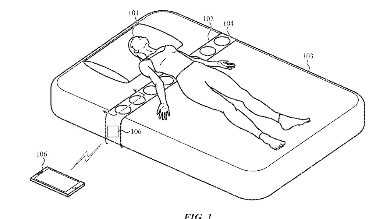 It doesn't look like the most comfortable sleeping position, but this illustration from the patent is meant to show that sensors can be unobtrustive