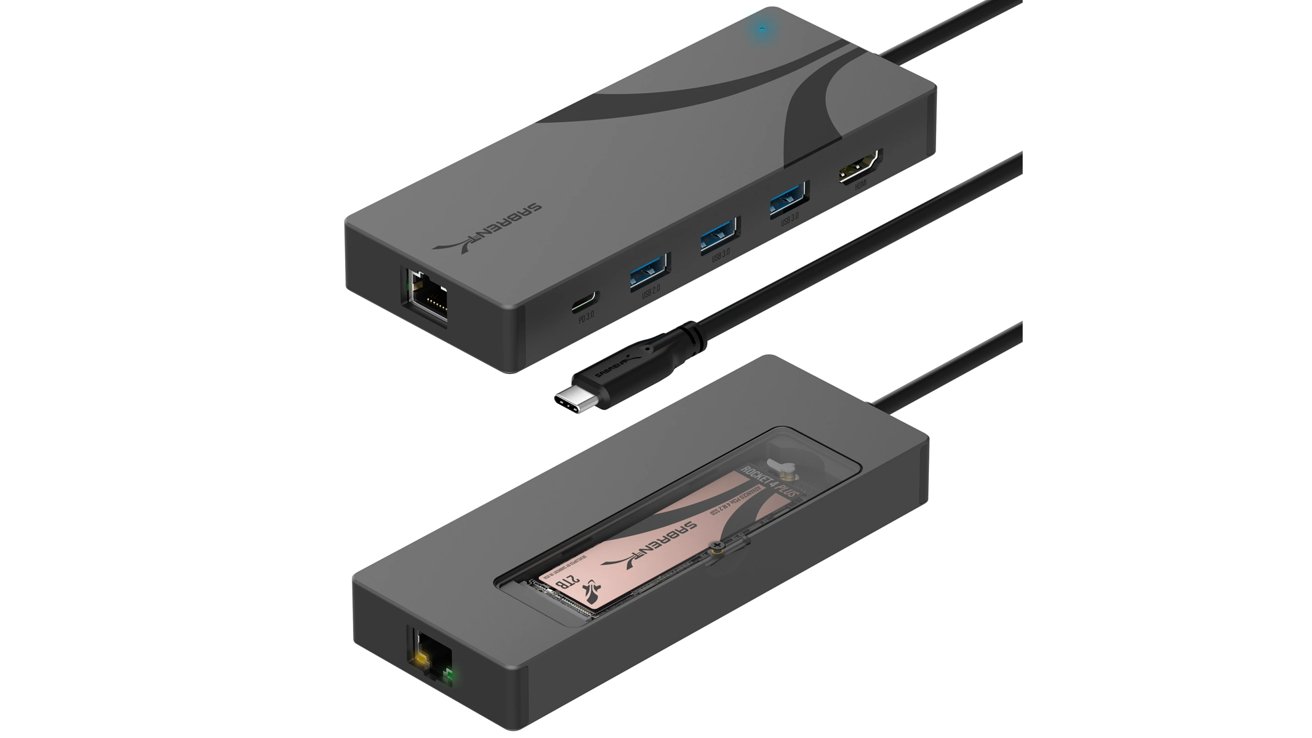 Sabrent USB-C Hub, 6-Port Dock with M.2 SSD Slot