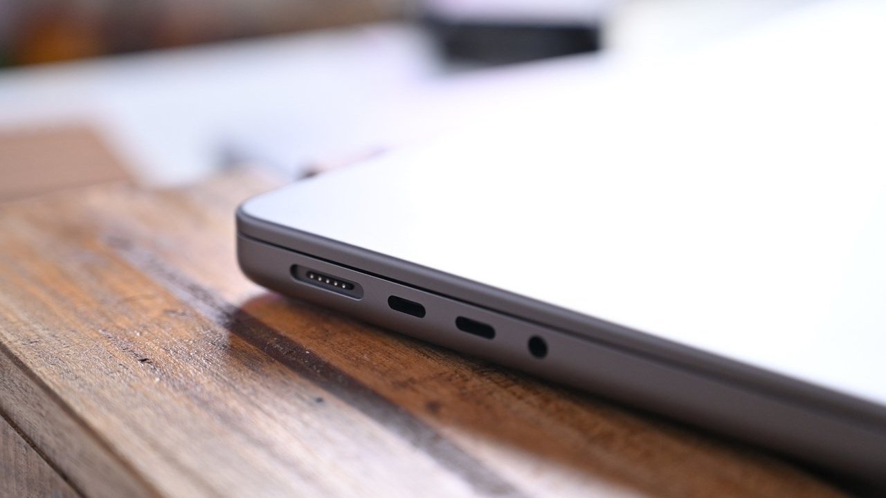 USB-C ports (plus left, MagSafe, and right, a headphone jack) on a 14-inch MacBook Pro
