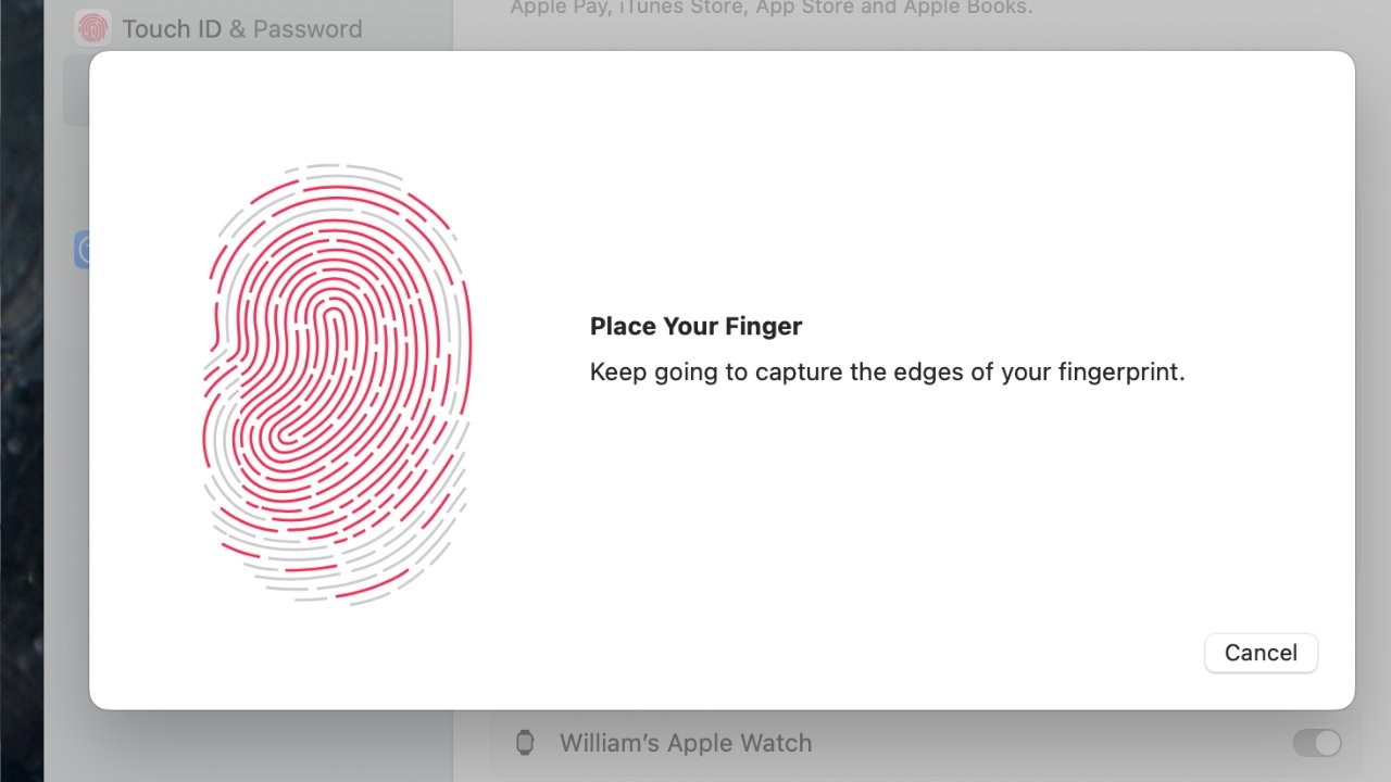 Each user of the Mac can set up to three fingerprints