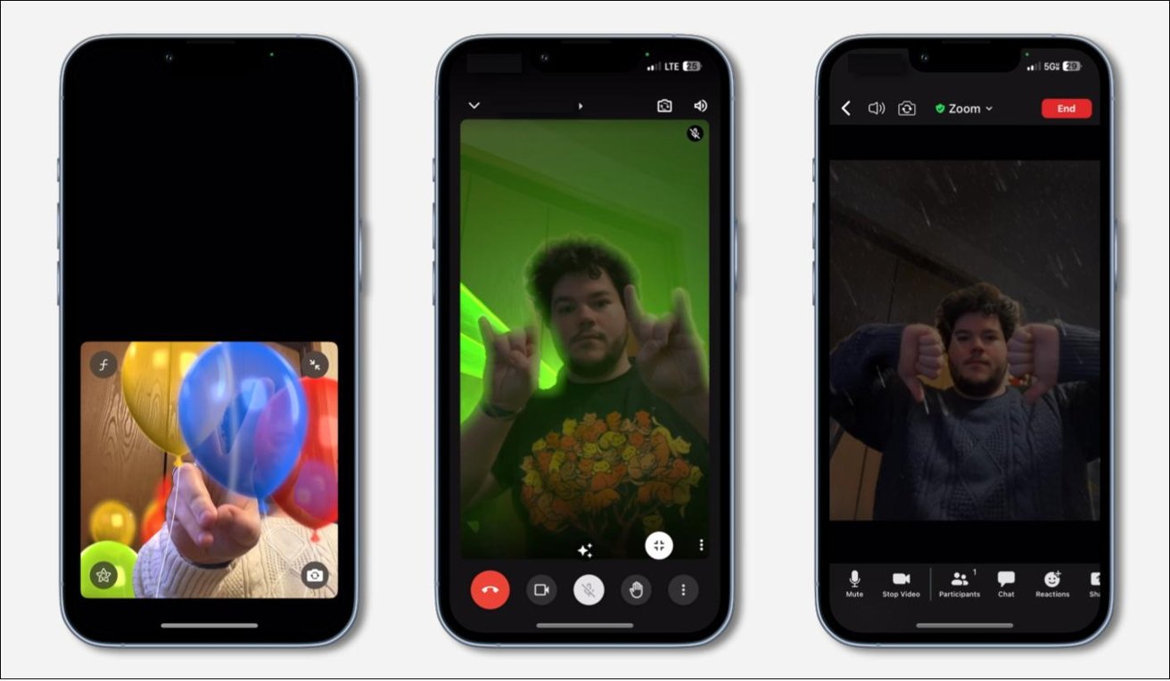 Balloons, lasers, and fireworks, all working across FaceTime, Google Meet, and Zoom.
