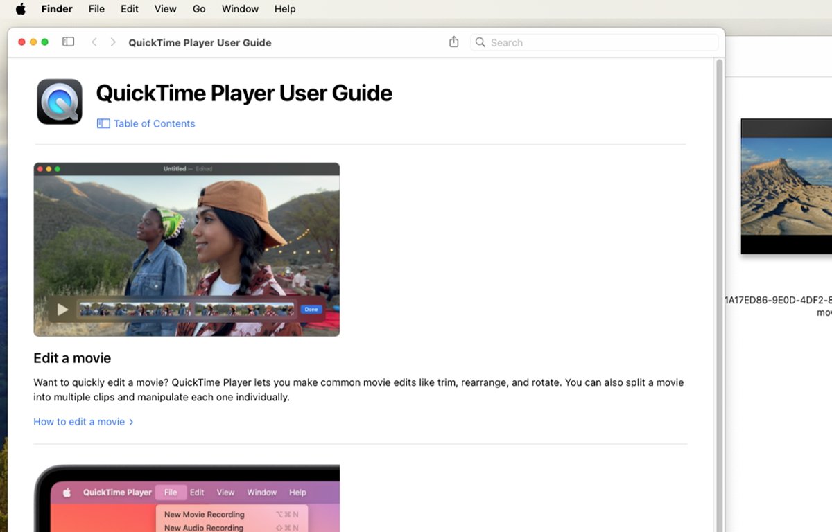Chcek out the QuickTime Player User Guide.