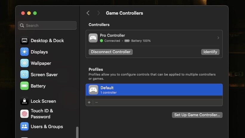 Nenotoh Switch Controller review: Game Controller settings on Mac