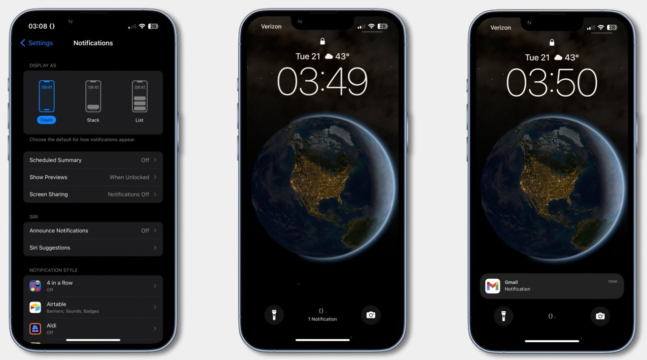 Notifications as they appear on the lock screen saw significant changes in iOS and iPadOS 16.