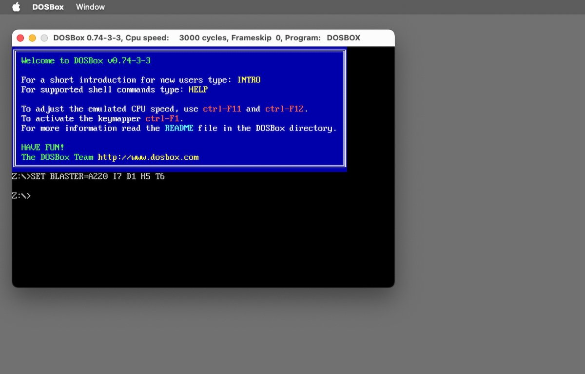 DOSBox running on the Mac.