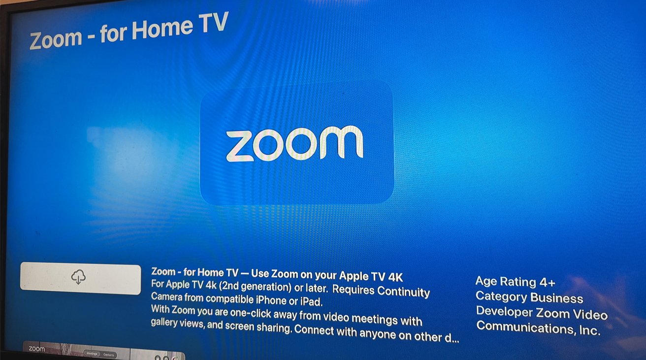 Zoom app for Apple TV surfaces in the App Store