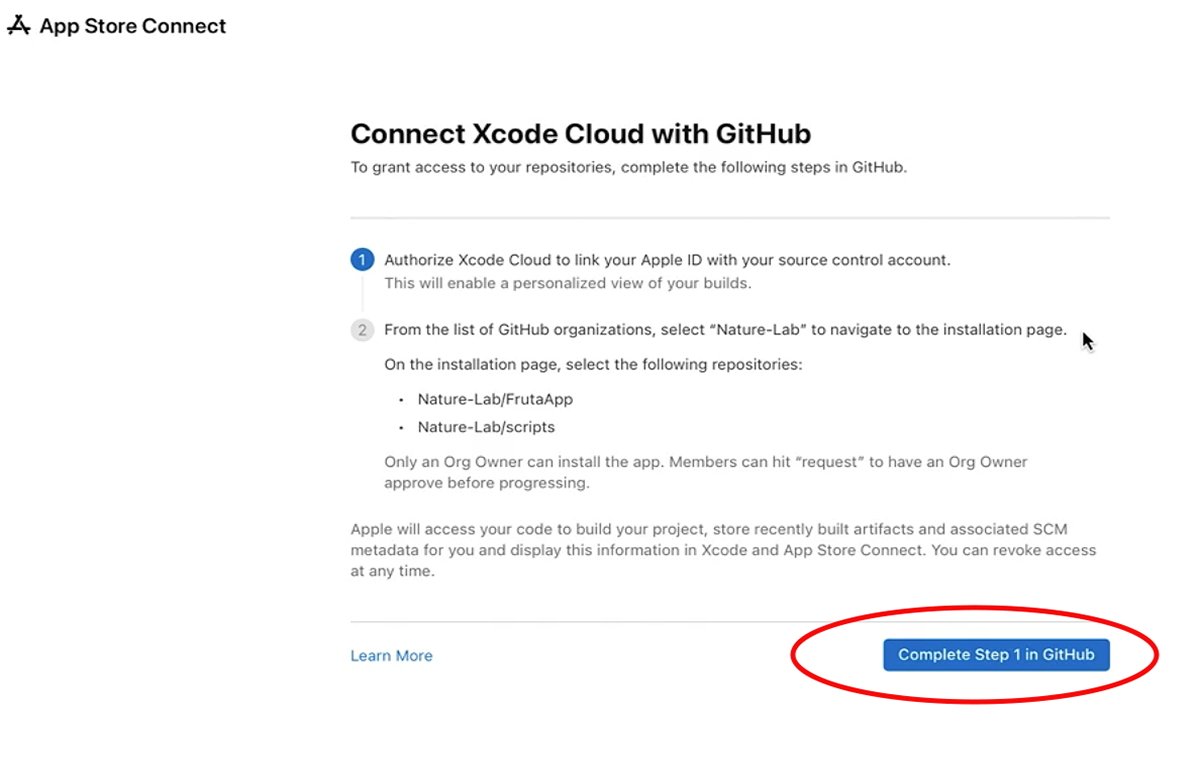 Connecting Xcode Cloud to GitHub.