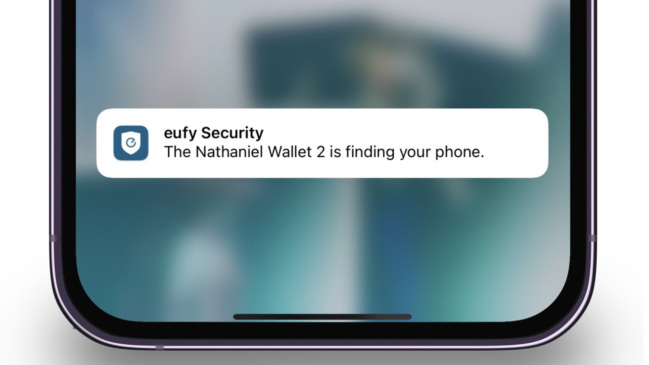 Eufy SmartTrack Card review: Notification shown when searching for iPhone