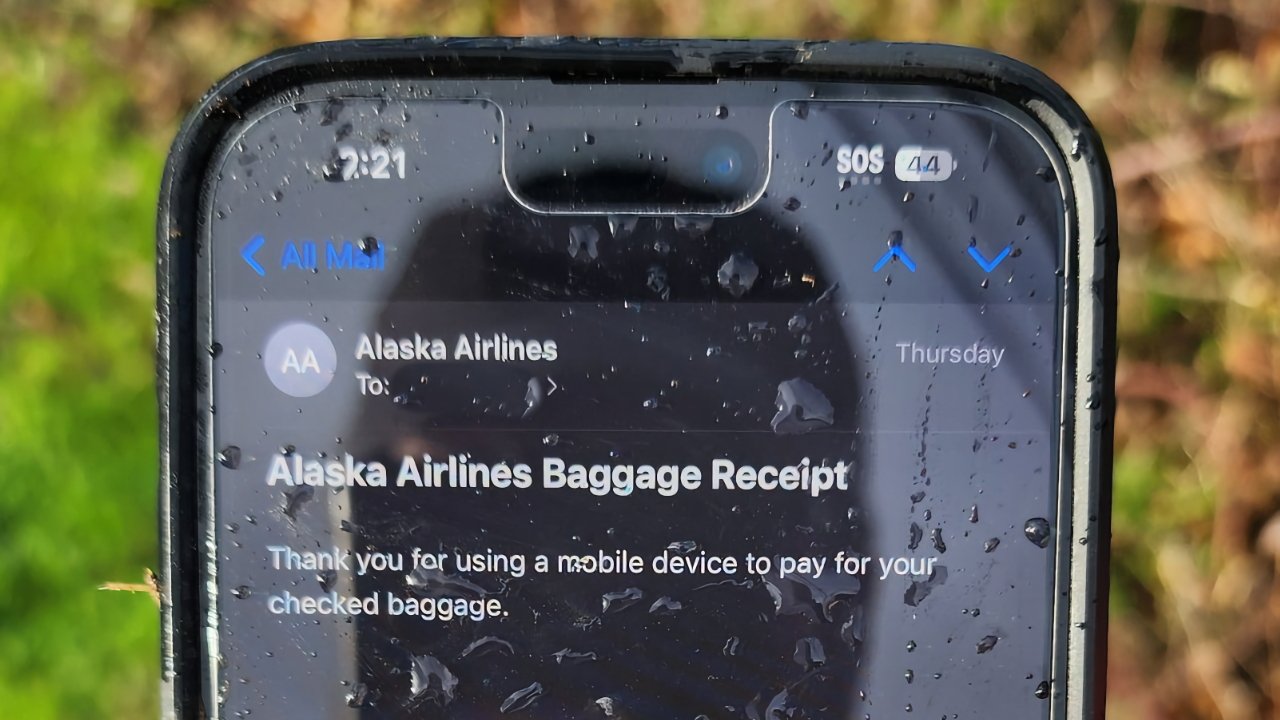 The recovered iPhone was open at an Alaska Airline's baggage claim