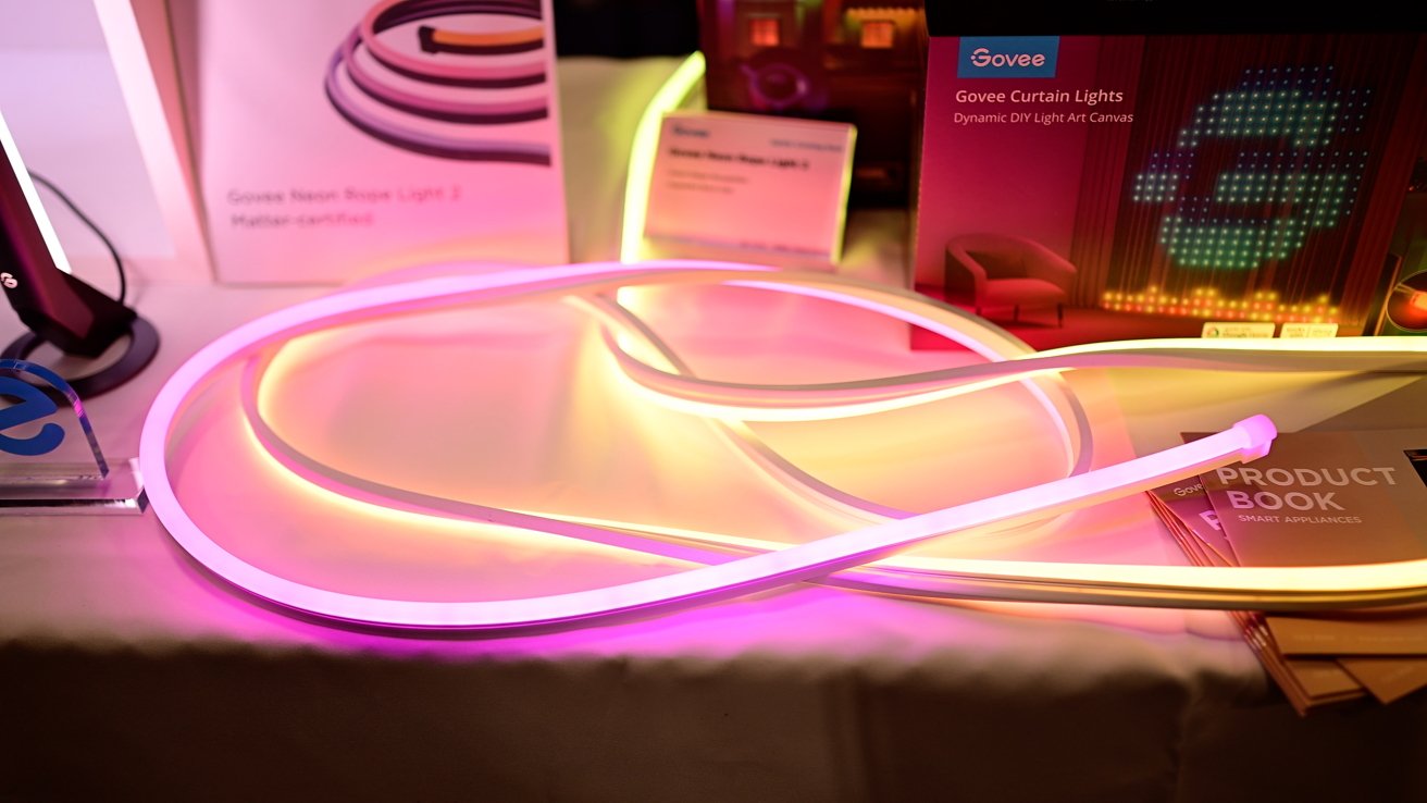 The improved Govee neon light strip laying on a table