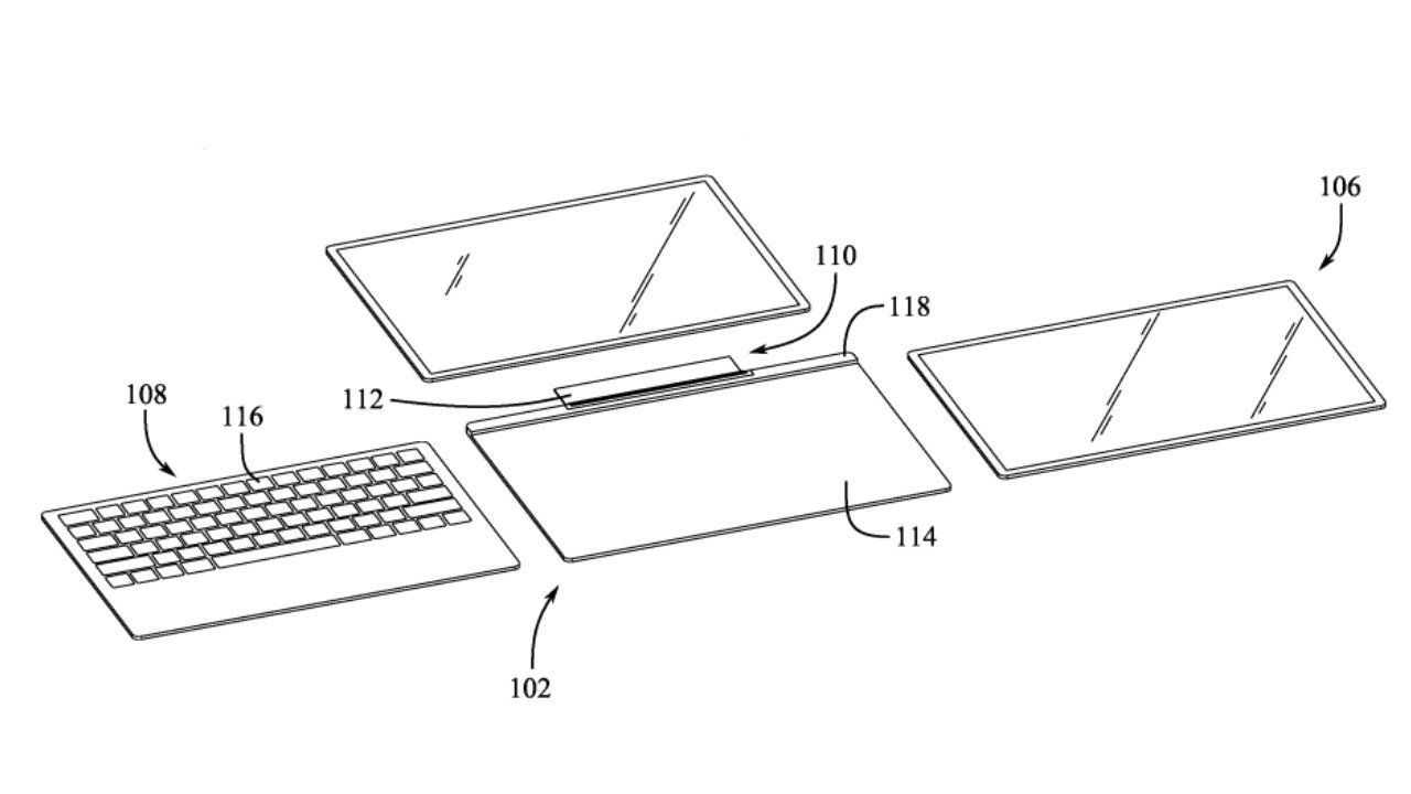 A detail from an Apple patent application for a modular MacBook Pro
