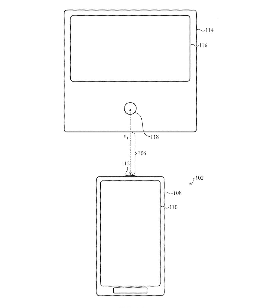 Detail from the patent showing an iPhone controlling another device